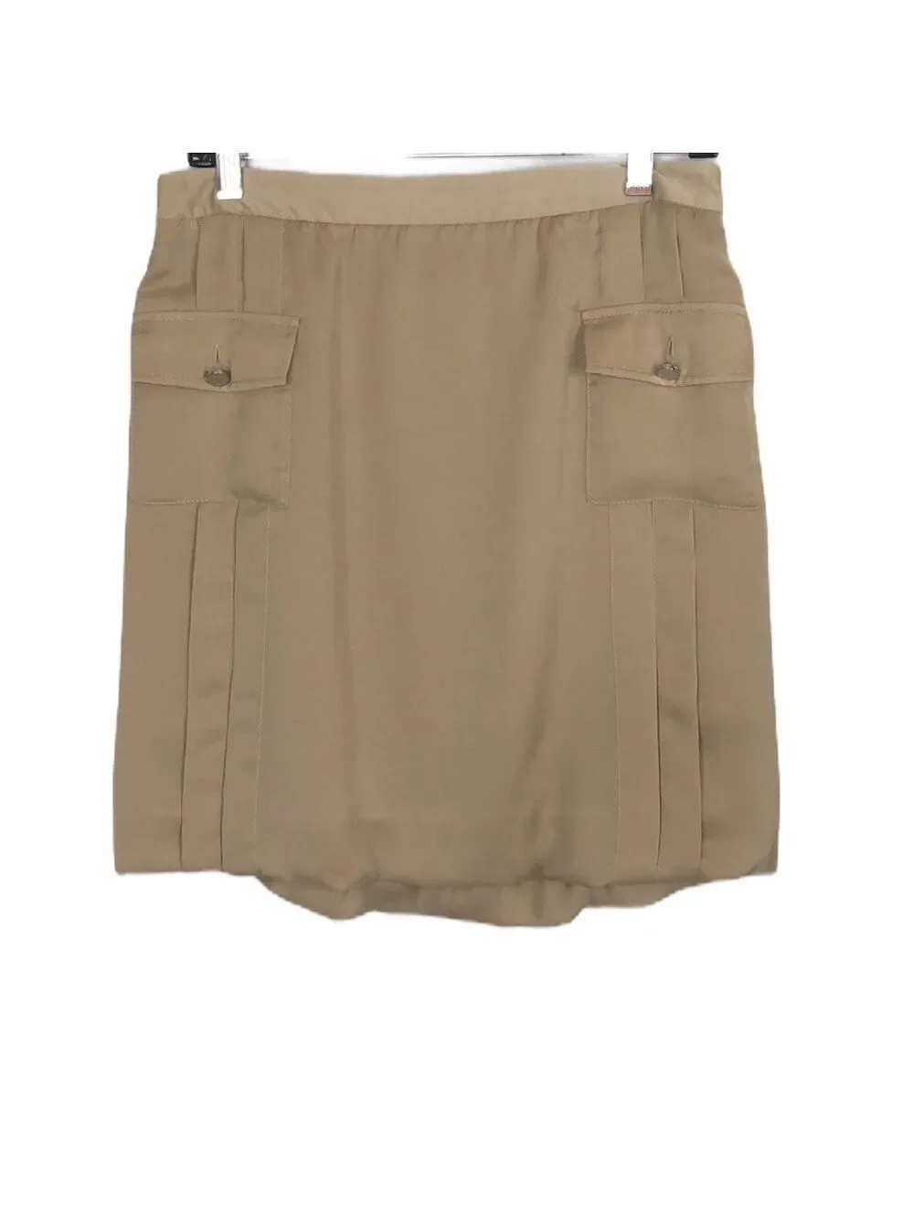 TORY Burch bubble hem pleated pocket skirt SZ 8 Tan